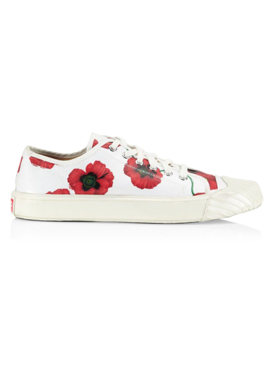Kenzo Poppy-print Canvas Low-top Trainers In White/comb