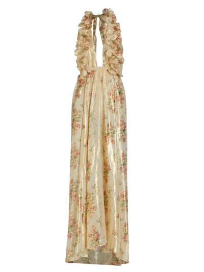 Loveshackfancy Antonie Halter Maxi Dress In Golden Fog | ModeSens