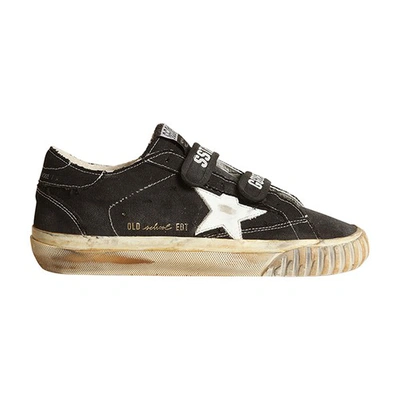 Golden Goose Old School Canvas Upper Leather Star In Black White