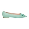 Roger Vivier Gommettine Leather Ballerina Flats In Harmony Green