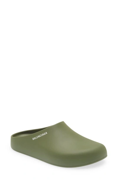 Balenciaga Pool Logo-print Rubber Sandals In 3390 Kaki / White