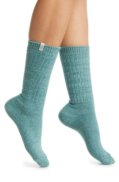 Ugg Ribbed Crew Socks In Mallard / Trellis