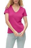 Michael Stars Niki V-neck Cotton T-shirt In Fuchsia