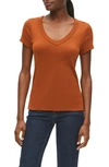 Michael Stars Nikki V Neck T-shirt In Rustique In Brown