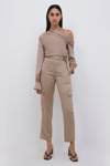 Jonathan Simkhai Carolina Satin Utility Cargo Pants In Nutmeg