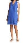 Tommy Bahama Two Palms Ruffle V-neck Linen A-line Dress In Deep Ultramarine