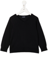 Familiar Ribbed-knit V-neck Sweater In Black