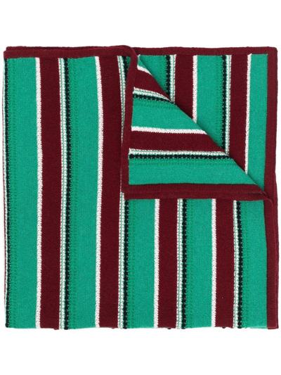 Barrie Striped Knitted Scarf In Green