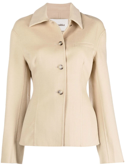 Nanushka Single-breasted Wool Blazer In Neutrals