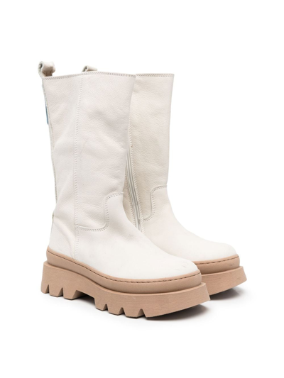 Monnalisa Kids' Ankle-length Ridged-sole Boots In White