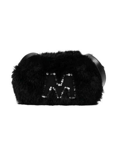 Marni Kids' Logo Faux-fur Mini Bag In Black