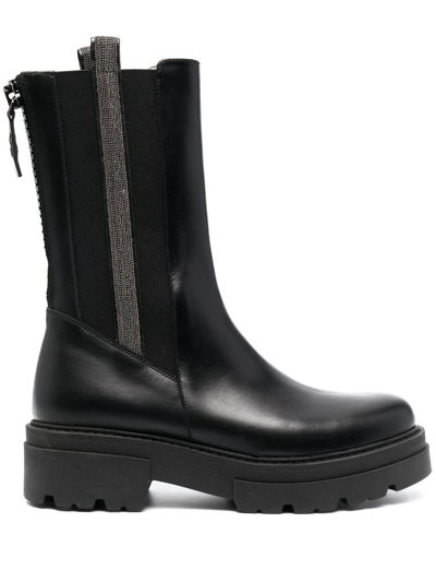 Fabiana Filippi Chuncky Leather Beatles Boot In Black