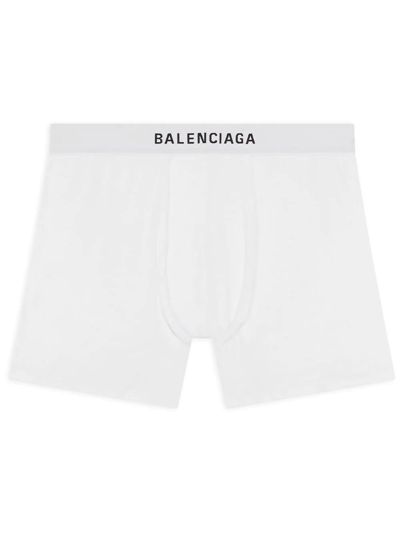Balenciaga Logo-waistband Boxer Briefs In White Black