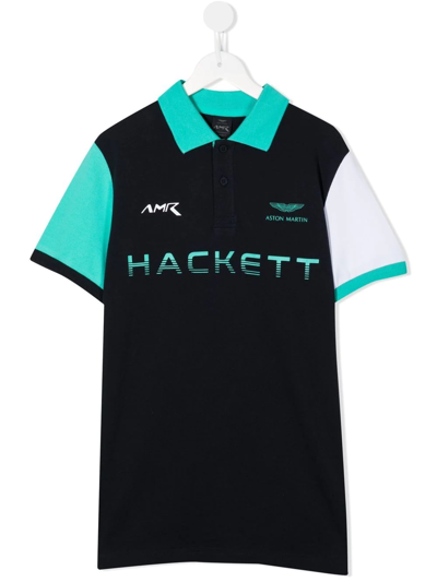 Hackett Teen Aston Martin Logo Polo Shirt In Blue