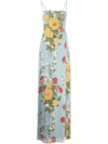Reformation Ingrid Floral-print Maxi Dress In Blue