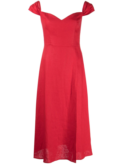 Reformation Bridgton Sweetheart Neck Midi Dress In Red