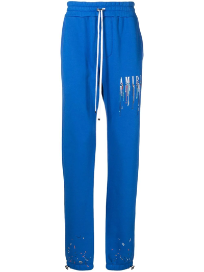 Amiri Logo-embroidered Track Pants In 466 Blue White