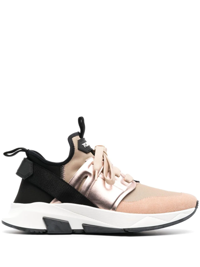 Tom Ford Contrast-panel Lace-up Sneakers In Pink | ModeSens