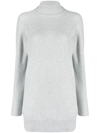 Eleventy Roll-neck Rib-trimmed Jumper In Grey