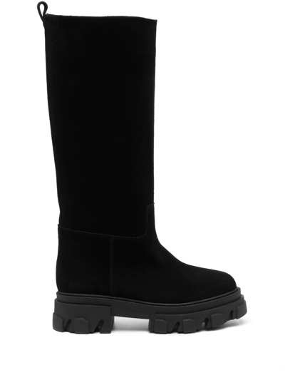 Gia Borghini Perni Tubular Suede Knee-high Boots In Black