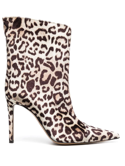 Alexandre Vauthier Alex Velvet Leopard-print Boots In Brown