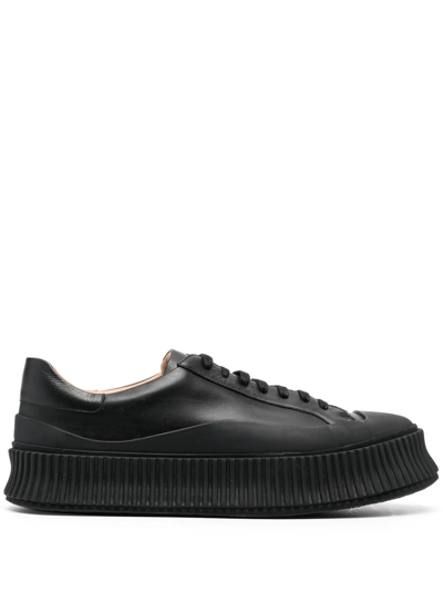 JIL SANDER LACE-UP LEATHER PLATFORM SNEAKERS