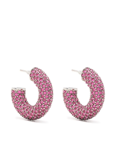 Amina Muaddi Silver-tone Cameron Mini Crystal Hoop Earrings