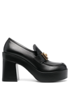 Versace Medusa Avitas 120 Leather Platform Pumps In Black