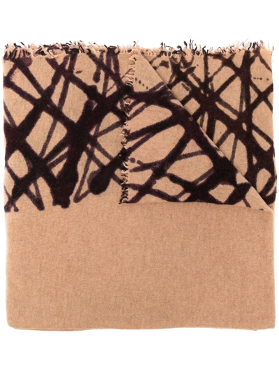 Faliero Sarti Graphic-print Cotton Scarf In Brown
