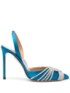 Aquazzura Gatsby Crystal-embellished Satin Pumps In Blue