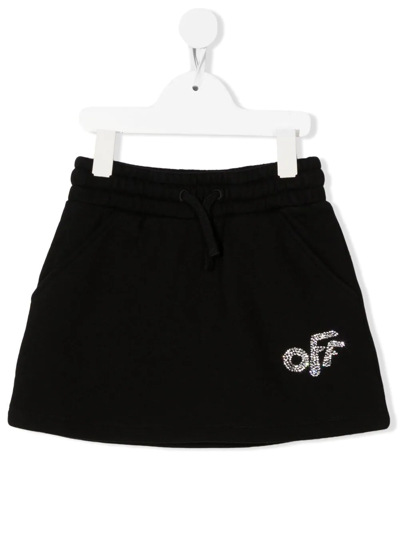 Off-white Kids' Crystal-embellished Jersey Skirt In Black Crystal