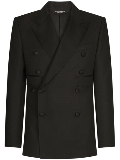 Dolce & Gabbana Sicilia Double-breasted Tuxedo Jacket In Black