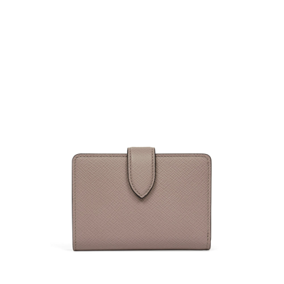 Smythson Small Continental Purse In Panama In Taupe