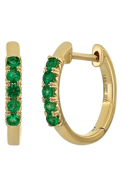 Bony Levy El Mar Emerald Hoop Earrings In 18k Yellow Gold