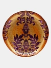 Red Pomegranate Collection Damask Set/4 6.5" Gilded Glass Canapé Plates In Orange