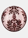 Red Pomegranate Collection Damask Set/4 6.5" Gilded Glass Canapé Plates In Red