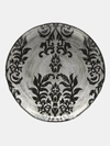 Red Pomegranate Collection Damask Set/4 6.5" Gilded Glass Canapé Plates In Black