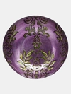 Red Pomegranate Collection Damask Set/4 7.5" Gilded Glass Deep Plates In Purple