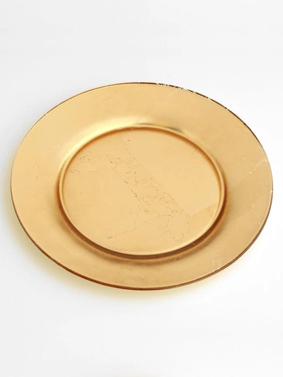 Red Pomegranate Collection Doré Set/4 7" Gilded Glass Salad Plate In Gold
