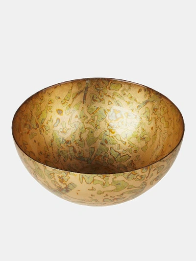 Red Pomegranate Collection Patina 12" Gilded Glass Deep Salad Bowl In Gold