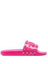 Valentino Garavani Vlogo Rockstud Slides In Pink