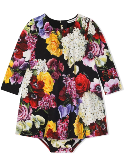 Dolce & Gabbana Babies' Floral-print Midi Dress In Multicolour