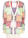 Chloé Art Deco Oversize Cashmere & Wool Blend Cardigan In Neutrals