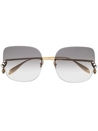 Alexander Mcqueen Square Tinted Sunglasses In Gold