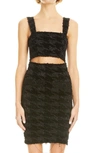 Balmain Cropped Sequin-embellished Houndstooth Stretch-knit Top In 0pa 0pa Noir
