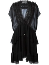 Givenchy Ruffle Trim Sheer Panel Dress In Black