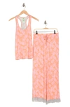 Honeydew Intimates Honeydew Lace Trim Racerback Tank & Pants 2-piece Pajama Set In Soft Coral Floral