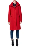 Akris Punto Stand Collar Wool Blend Coat In Red