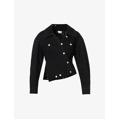 Alexander Mcqueen Womens Black Twisted Denim Jacket