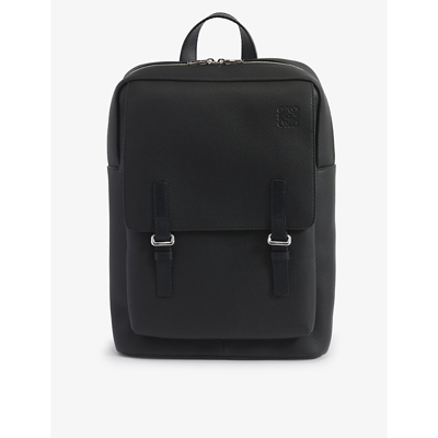 Loewe Military Anagram-embossed Leather Backpack In Black
